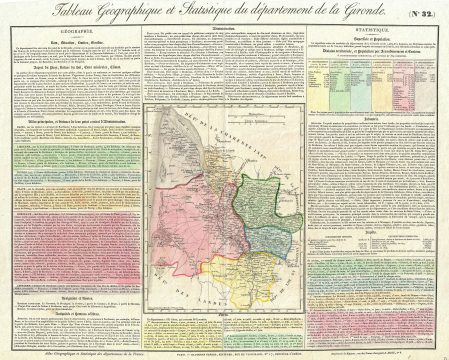 1826 Baldwin Brothers Map of Gironde (Bordeaux Wine Region)