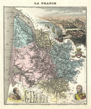 1893 Vuillemin Map of Gironde (Bordeaux Wine Region)