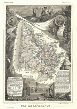 1852 Levasseur Map of Gironde (Bordeaux Wine Region)