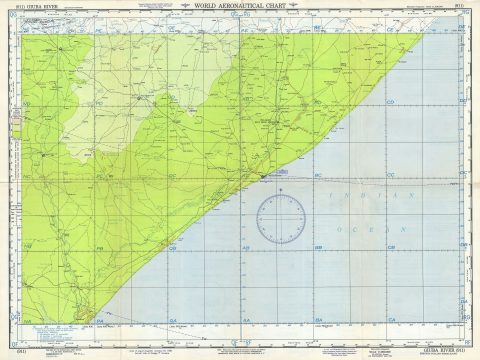1954 U.S. Air Force Aeronautical Chart or Map of Southern Somalia