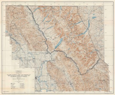 1935 U.S. Forest Service and National Park Service Wall Map of Glacier National Park, Montana