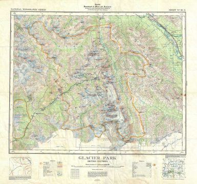 1946 Topographic Map of Glacier Park, British Columbia, Canada