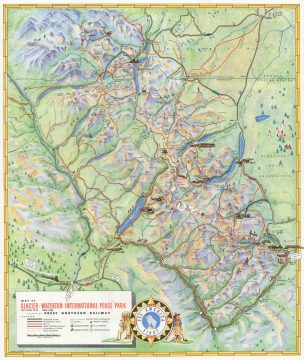 1939 Great Northern Railway Pictorial Map of Glacier National Park