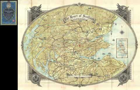 1930 Gleneagles Promotional Map of Central Scotland