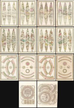 1797 Cassini Terrestrial and Celestial Globe Gores Including Armillary Sphere