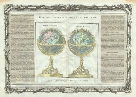 1786 Desnos and de la Tour Map or Chart of the Terrestrial and Celestial Globe
