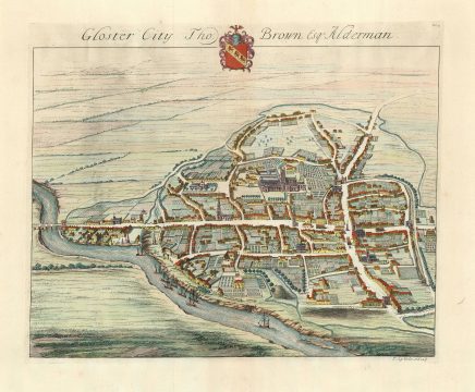 1724 Johannes Kip View or City Map of Gloucester, England