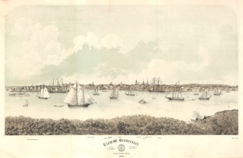 1876 F. Kimball Rogers View / Map of Gloucester, Essex, Massachusetts