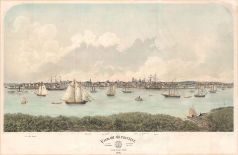 1876 F. Kimball Rogers View / Map of Gloucester, Essex, Massachusetts