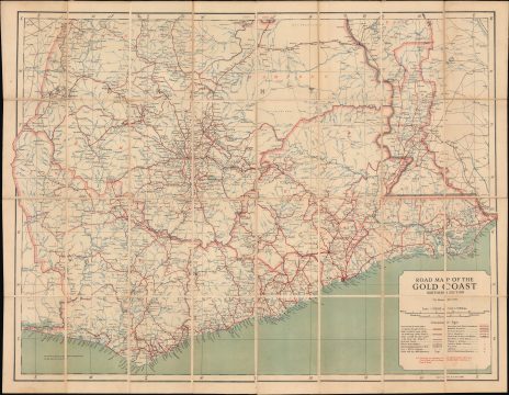 1948 Survey of Ghana Folding Road Map of the Gold Coast