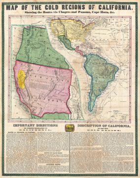1849 Ensign and Thayer Boradside Map of the California Gold Rush