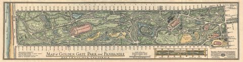 1943 Mooney Map or Plan of Golden Gate Park, San Francisco