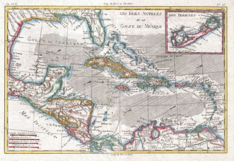 1780 Raynal and Bonne Map of the West Indies, Caribbean, and Gulf of Mexico