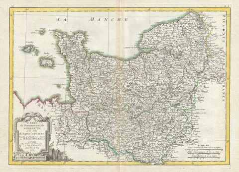 1771 Bonne Map of Normandy, France