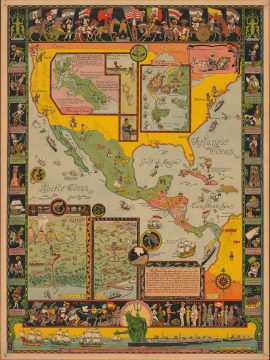 1933 Jo Mora Pictorial Map of Central America / The Spanish Main