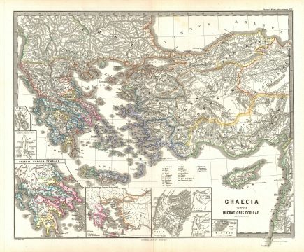 1865 Spruner Map of Greece during the Dorian Migrations