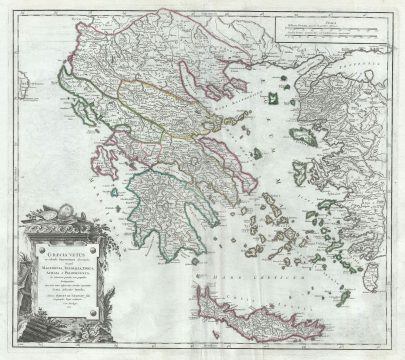 1752 Vaugondy Map of Greece and the Balkans in Antiquity