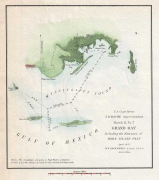 1851 U.S. Coast Survey Chart or Map of Grand Bay and Mississippi Sound