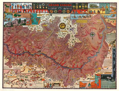 1931 Jo Mora Pictorial Map of the Grand Canyon
