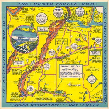 1940 Joly Lindgren Pictorial Map of the Grand Coulee Dam, Washington (Silkscreen)