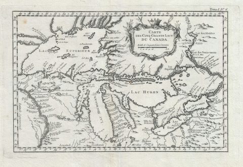1764 Bellin Map of the Great Lakes (first map to use the term 'Great Lakes')