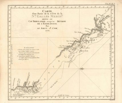 1774 Cook Nautical Map of the Great Barrier Reef in Australia