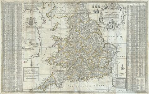 1710 Moll Map of England and Wales