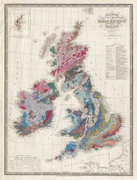 1849 Wyld Geological Map of Great Britian (England, Ireland, Scotland)