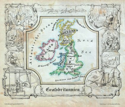 1846 Lowenberg Whimsical Map of Great Britain