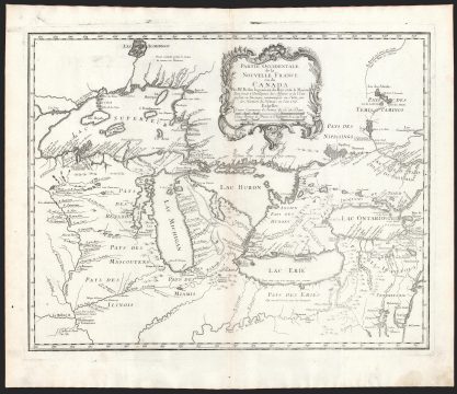 1755 Homann Heirs and Bellin Map of the Great Lakes
