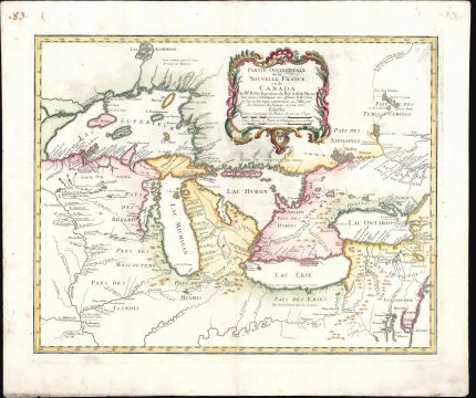 1755 Homann Heirs and Bellin Map of the Great Lakes
