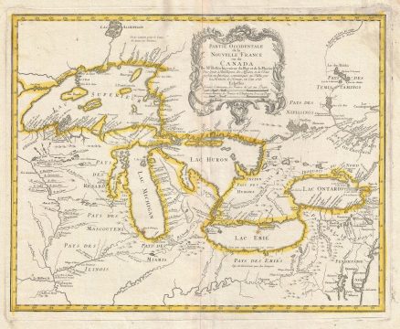1755 Homann Heirs and Bellin Map of the Great Lakes