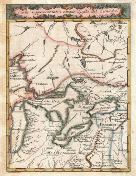 1763 Gazzettiere Americano Map of the Great Lakes