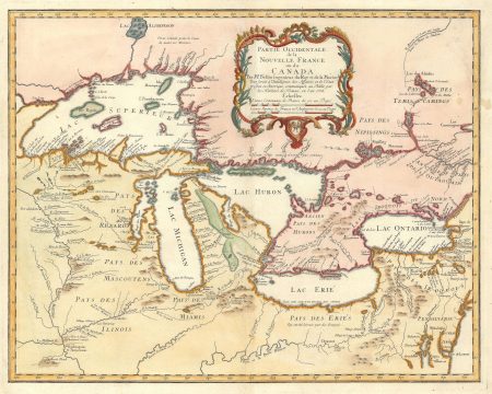 1755 Homann Heirs and Bellin Map of the Great Lakes