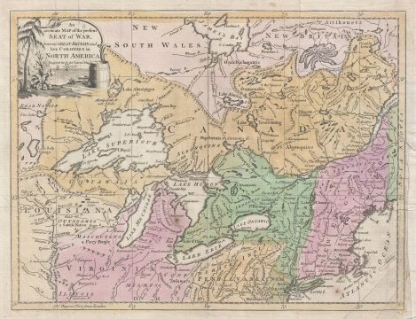 1776 Universal Magazine Map of the Great Lakes during the Revolutionary War