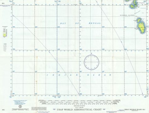 1954 U.S. Air Force Aeronautical Chart or Map of the Nicobar Islands, India