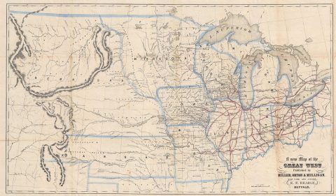 1856 Beadle Map of the American Middle West, Nebraska and Kansas Territory