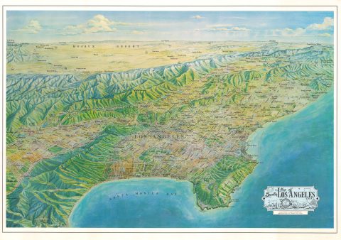 1970 Moffett Bird's-Eye View Map of Greater Los Angeles, California