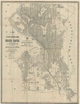 1908 Bemis and Lowman Map or City Plan of Seattle, Washington