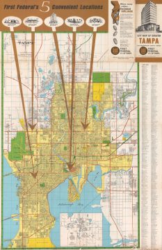 1968 Dolph Map Company City Plan or Map of Tampa, Florida