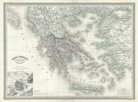 1860 Dufour Map of Greece