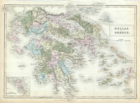 1851 Black Map of Greece