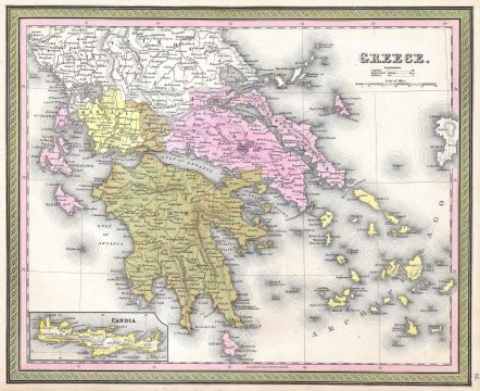 1850 Mitchell Map of Greece