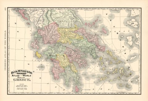1892 Rand McNally Map of Greece and the Archipelago