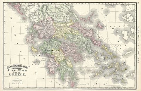 1892 Rand McNally Map of Greece and the Archipelago