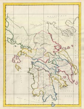 1823 Manuscript Map of Greece in Antiquity