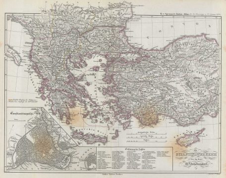 1855 Spruner Map of Greece and Turkey under Byzantine Empire