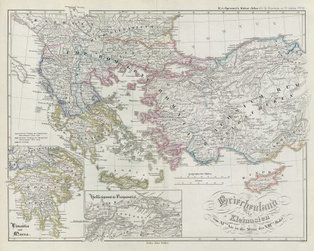 1854 Spruner Map of Greece and Asia Minor from the 11th to the 13th century