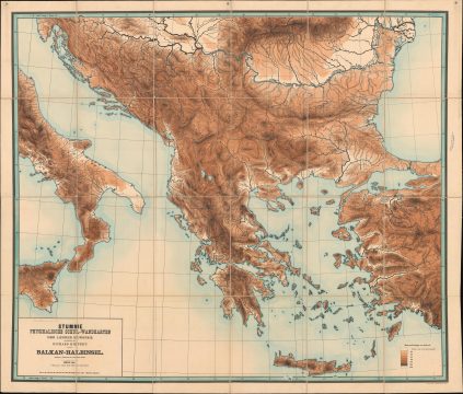 1884 Kiepert Topographic Map of Greece and the Balkans