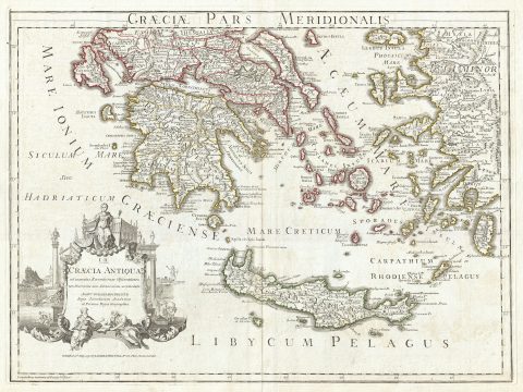 1794 Delisle Map of Southern Ancient Greece, Greeks Isles, and Crete